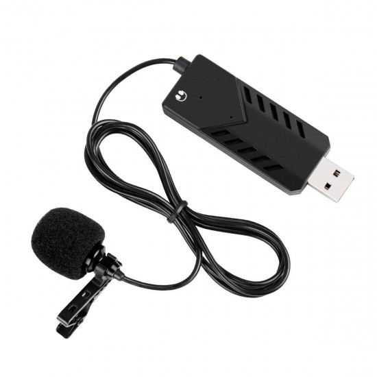 1.5m USB Lapel Collar Microphone Omnidirectional Mic with Sound Card for PC Computer Mobile Phones for Youtube Live Broadcast