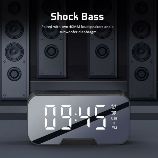 2020 New Wireless bluetooth Clock Speaker Radio LED Mirror Alarm Clock Subwoofer Music Player Snooze Desktop Clock Wireless Speaker with FM Radio 2020 New Wireless bluetooth Clock Speaker Radio LED Mirror Alarm Clock Subwoofer Music Player Snooze Desktop Clock Wireless Speaker with FM Radio