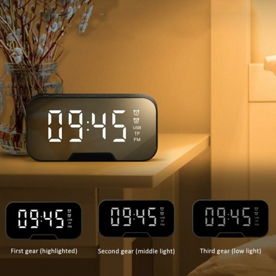 2020 New Wireless bluetooth Clock Speaker Radio LED Mirror Alarm Clock Subwoofer Music Player Snooze Desktop Clock Wireless Speaker with FM Radio 2020 New Wireless bluetooth Clock Speaker Radio LED Mirror Alarm Clock Subwoofer Music Player Snooze Desktop Clock Wireless Speaker with FM Radio