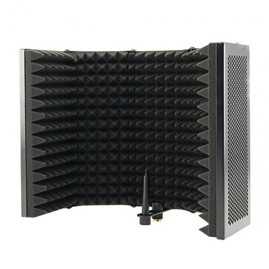 331x1060mm 5 Panels Foldable Studio Microphone Isolation Shield Acoustic Foam Sound Absorbing for Studio Recording Live Broadcast