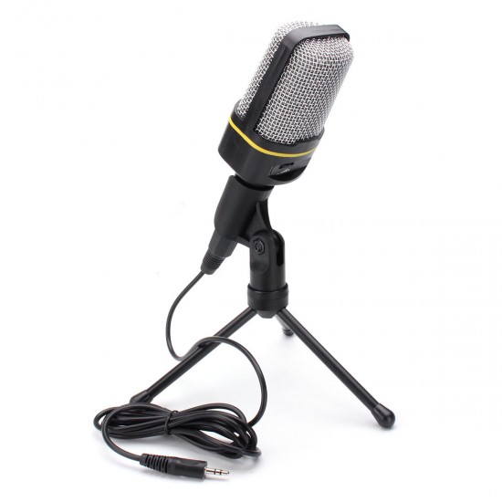 3.5 mm Condenser Microphone Mic For MSN Skype Singing Recording Laptop Notebook PC