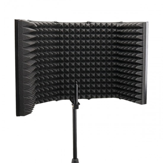 57.5 x 28cm Foldable Adjustable Studio Recording Microphone Isolator Sound Absorbing Foam Panel Mic Isolation Shield Stand Mount 57.5 x 28cm Foldable Adjustable Studio Recording Microphone Isolator Sound Absorbing Foam Panel Mic Isolation Shield Stand Mount
