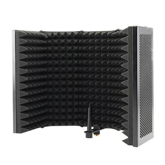 57.5 x 28cm Foldable Adjustable Studio Recording Microphone Isolator Sound Absorbing Foam Panel Mic Isolation Shield Stand Mount 57.5 x 28cm Foldable Adjustable Studio Recording Microphone Isolator Sound Absorbing Foam Panel Mic Isolation Shield Stand Mount