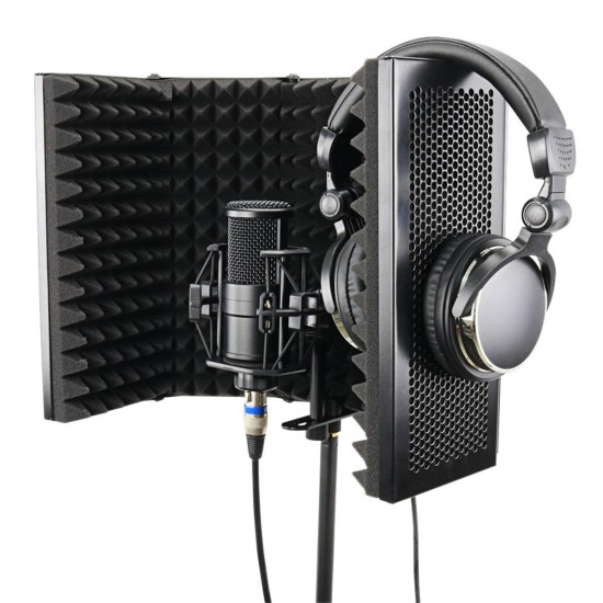 57.5 x 28cm Foldable Adjustable Studio Recording Microphone Isolator Sound Absorbing Foam Panel Mic Isolation Shield Stand Mount 57.5 x 28cm Foldable Adjustable Studio Recording Microphone Isolator Sound Absorbing Foam Panel Mic Isolation Shield Stand Mount