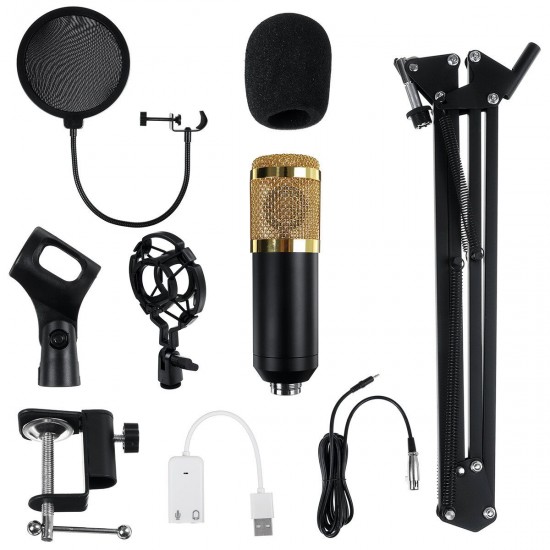 BM-800 Large Diaphragm Condenser Microphone Set for Online Singing Live Broadcast Audio Studio Mic for Recording