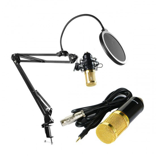BM800 Condenser Microphone Kit Pro Studio Audio Recording Mic for Live Broadcast for Mobile Phone PC Computer with Stand Shock Mount