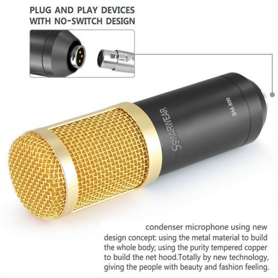 BM800 Professional Condenser Microphone Studio Broadcasting Singing Microphone Audio Recording Mic