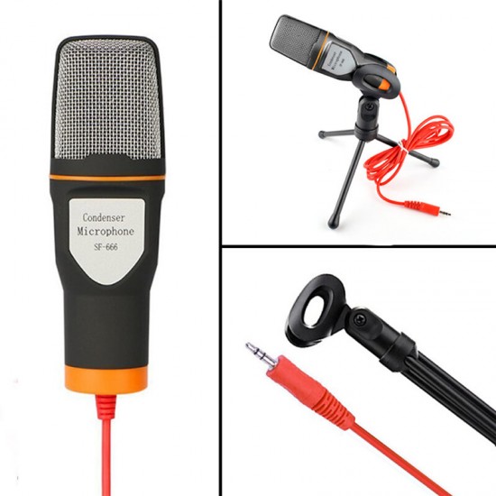 Live Microphone Gaming Microphone 3.5mm Wired Microphone Stereo Condenser Mic with Holder Desktop Tripod for PC YouTube Video Skype Chatting Gaming Podcast Recording