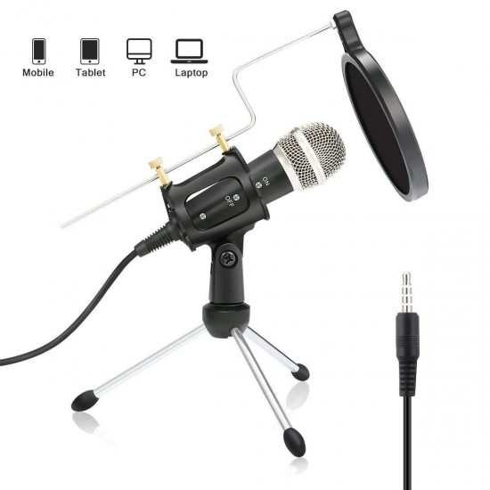 Studio Condenser Microphone Set Recording Broadcasting Mic With Stand For PC Phone Karaoke