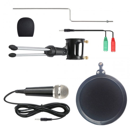 Studio Condenser Microphone Set Recording Broadcasting Mic With Stand For PC Phone Karaoke