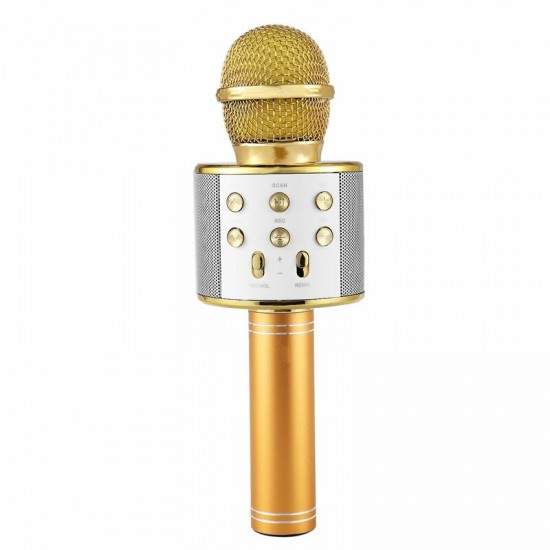 WS858 bluetooth Micrphone Wireless Microphone Handheld Karaoke Voice Record TF Card Portable Home Outdoors Music Microphone Speaker