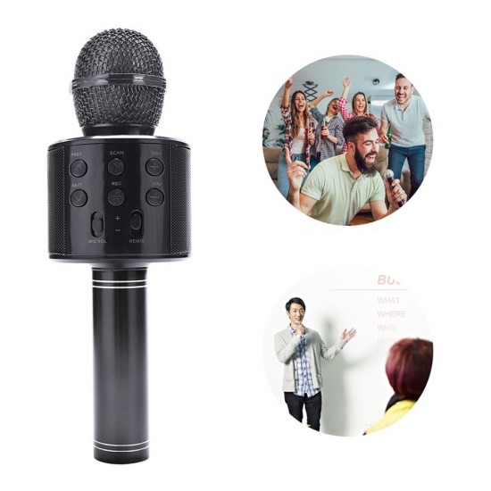 WS858 bluetooth Micrphone Wireless Microphone Handheld Karaoke Voice Record TF Card Portable Home Outdoors Music Microphone Speaker