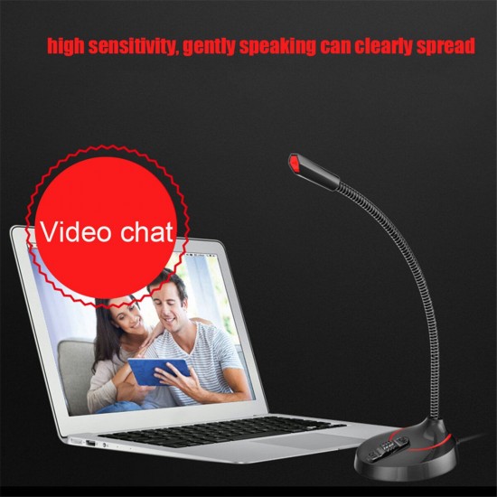 Wired Microphone Vocal Recording Interview Voiceover Live Broadcast Wired Condenser Angle Adjustable Computer Microphone For Office Meeting Speech