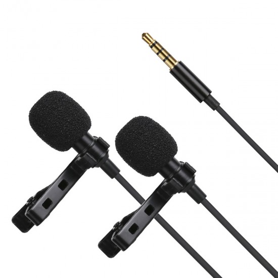 Dual Head Collar Clip Micrphone Interview Record Lecture Short Video 3.5mm Micrphone Dual Head Collar Clip Micrphone Interview Record Lecture Short Video 3.5mm Micrphone