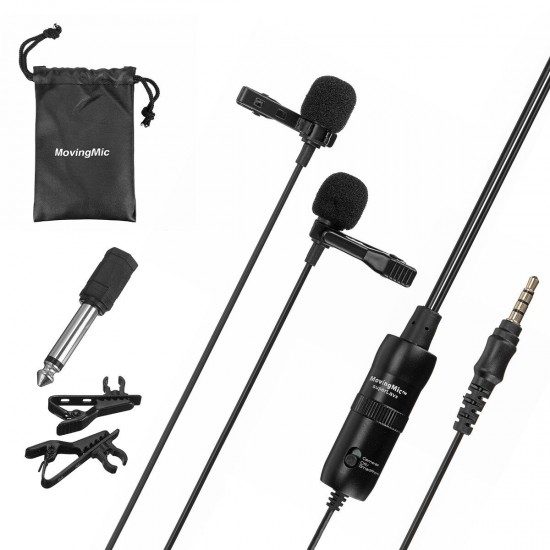 Dual Head Collar Clip Micrphone Interview Record Lecture Short Video 3.5mm Micrphone Dual Head Collar Clip Micrphone Interview Record Lecture Short Video 3.5mm Micrphone