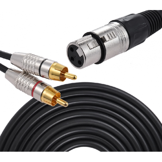 Dual RCA Male to XLR Female Plug Stereo Audio Cable for Microphone Audio Mixer Speaker Amplifiers