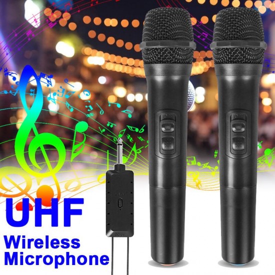 Dual UHF Wireless Microphone Mobile Phone One for Two Live Broadcast Home Conference Audio TV Computer Microphone with bluetooth Receiver