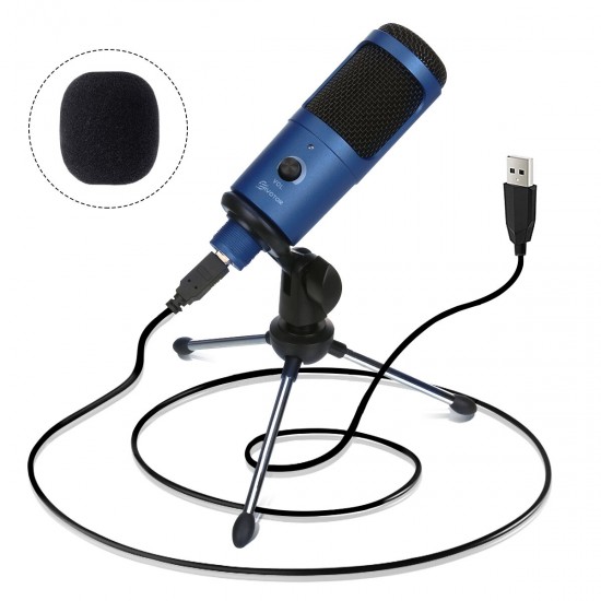 USB Condenser Microphone 192KHZ 24 Bit Plug Play Computer Microphone Podcast Vocal Recording Mic for Laptop Desktop PC