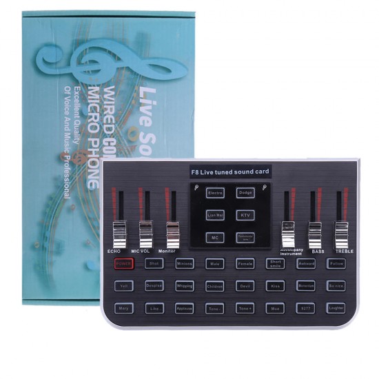 F8 4 Modes Studio Audio Mixer Microphone Webcast Entertainment Streamer Live Sound Card for Phone Computer PC F8 4 Modes Studio Audio Mixer Microphone Webcast Entertainment Streamer Live Sound Card for Phone Computer PC