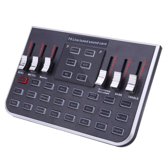 F8 4 Modes Studio Audio Mixer Microphone Webcast Entertainment Streamer Live Sound Card for Phone Computer PC F8 4 Modes Studio Audio Mixer Microphone Webcast Entertainment Streamer Live Sound Card for Phone Computer PC