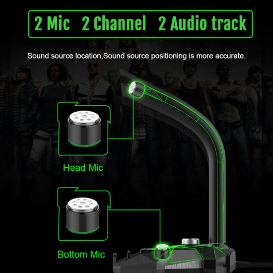 GK Multifunctional USB 3.5mm LED Wired Omnidirectionnel Game Microphone with Dual Mics with HD Smart Sound Card for Computer Laptop GK Multifunctional USB 3.5mm LED Wired Omnidirectionnel Game Microphone with Dual Mics with HD Smart Sound Card for Computer Laptop
