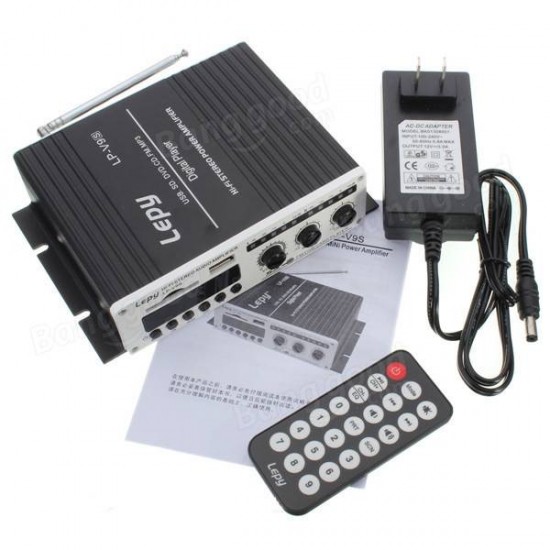 LP-V9S DC12V Hi-Fi Stereo Power Digital Car Power Amplifier Player With Power Adapter