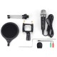 Live Microphone Condenser Microphone Wired Singing Recording Broadcasting Podcast MIC with Tripod Stand for PC Laptop Phone