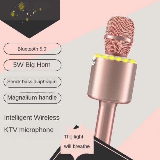 N6 bluetooth 5.0 Karaoke LED Lantern Shock Bass Diaphragm Magical Voice Home KTV Beautiful Sound HD Quality Microphone