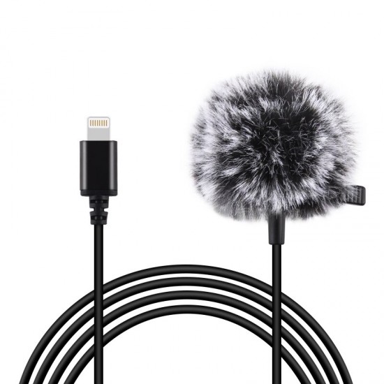 Mini 1.5m 8Pin Jack Lavalier Wired Condenser Recording Microphone for Live Vlog Phone