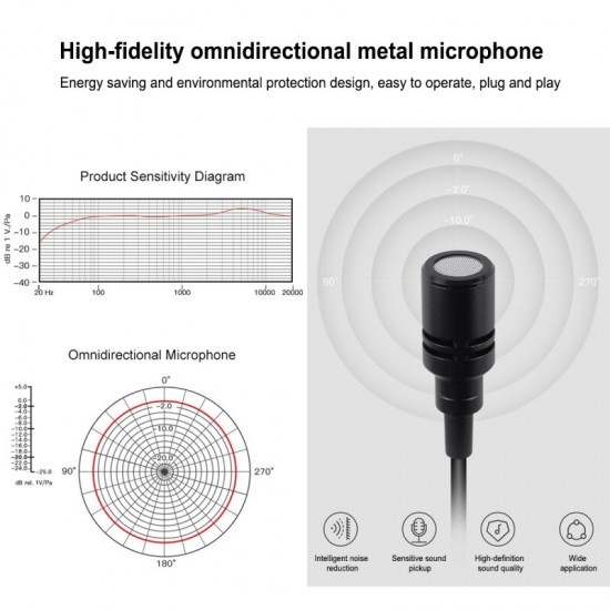 PU427 6M 3.5mm Jack Microphone M1 Omnidirectional Condenser Microphone Recording Live Vlogging Video Lavalier Microphone