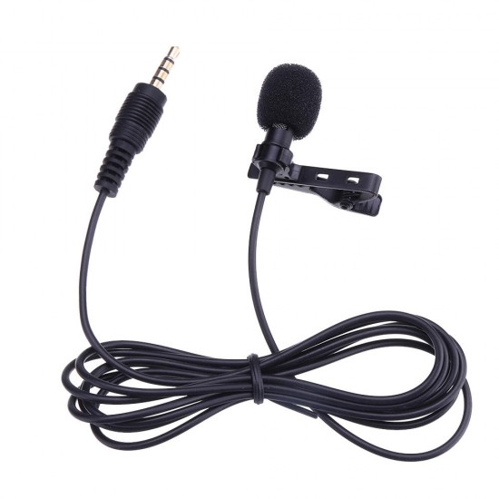 Portable 3.5mm Jack Clip-on Wired Condenser Lapel Microphone for Recording Speech