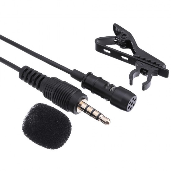 Portable 3.5mm Jack Clip-on Wired Condenser Lapel Microphone for Recording Speech