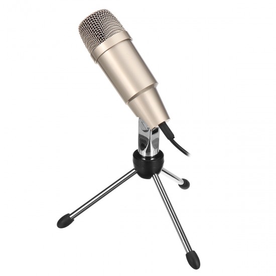 Professional 30Hz-20KHz Dynamic Cardioid Capacitive USB Wired Microphone Mic with Desktop Tripod for Stage Karaoke Public Speaking