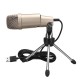 Professional 30Hz-20KHz Dynamic Cardioid Capacitive USB Wired Microphone Mic with Desktop Tripod for Stage Karaoke Public Speaking