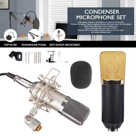 Professional BM700 Condenser Microphone Studio Wired Computer Mic KTV Singing Studio Recording Kit with Microphone Filter Professional BM700 Condenser Microphone Studio Wired Computer Mic KTV Singing Studio Recording Kit with Microphone Filter