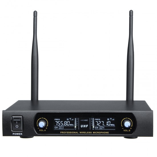 UHF Receiver 2 Channel Wireless Microphone System Bass Good Sounds KTV Party Sing Home Entertainment UHF Receiver 2 Channel Wireless Microphone System Bass Good Sounds KTV Party Sing Home Entertainment