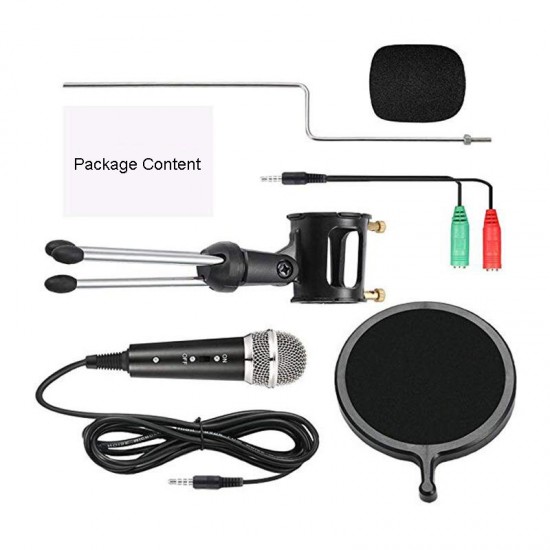 X-01 Mini Condenser Microphone 3.5mm Recording Mic for Computer PC Karaoke for Chat Skype YouTube Games