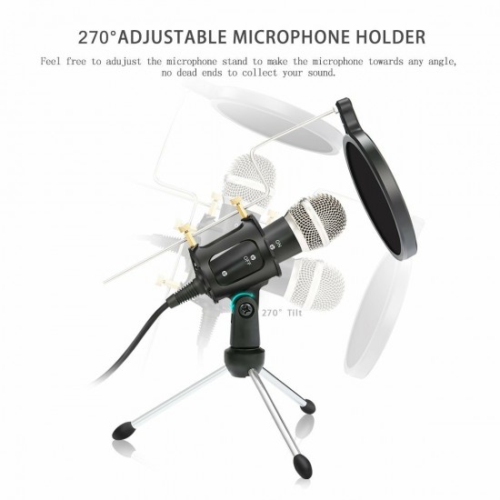 X-01 Mini Condenser Microphone 3.5mm Recording Mic for Computer PC Karaoke for Chat Skype YouTube Games