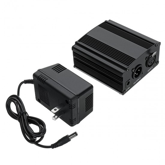 XLR 48V Phantom Power Supply for Microphone with Adapter