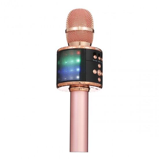 bluetooth Wireless Karaoke Microphone Handheld Microphone with Dynamic Light for Children and Adults with Speaker Recording Radio