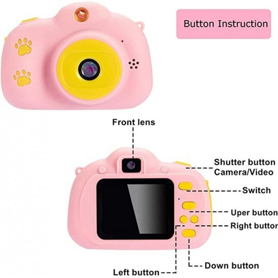 Children Fun Camera with Memory Card USB Rechargeable Child Cameras with HP IPS Digital Screen Mini Toy Gift Kids Camera