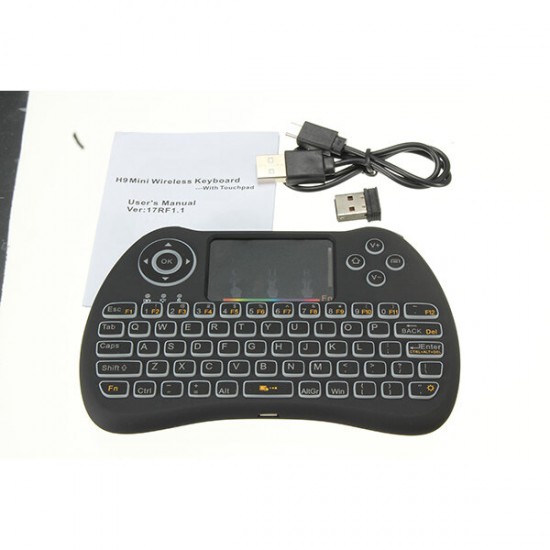 H9 Wireless Colorful Backlit Ajustable Brightness 2.4GHz Touchpad Air Mouse Mini Keyboard