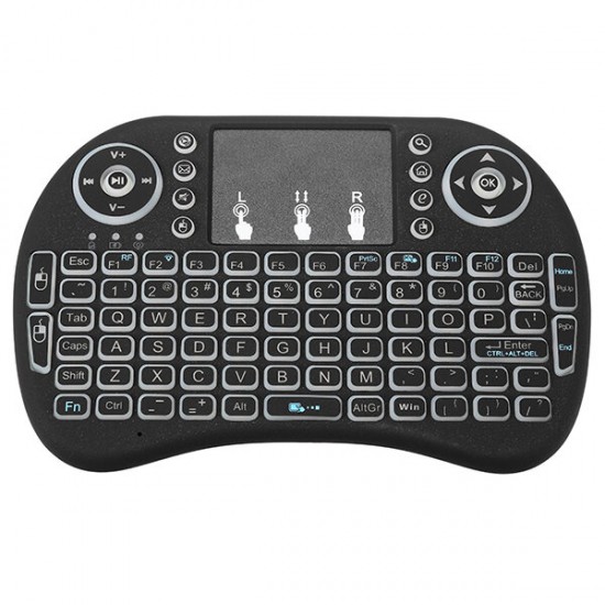 I8 2.4G Wireless Colorful Marquee Backlit Rechargeable Mini Keyboard Air Mouse Touchpad