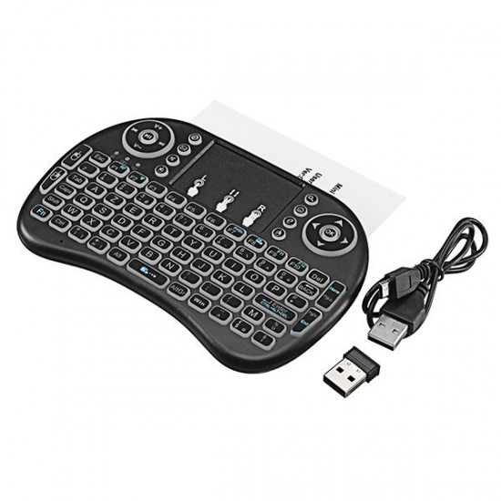 I8 2.4G Wireless White Backlit French Mini Keyboard Touchpad Air Mouse