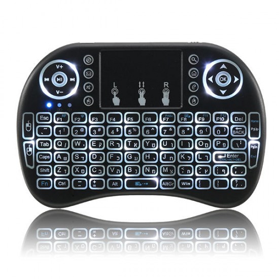 I8 2.4G Wireless White Backlit Hebrew Mini Keyboard Touchpad Air Mouse I8 2.4G Wireless White Backlit Hebrew Mini Keyboard Touchpad Air Mouse