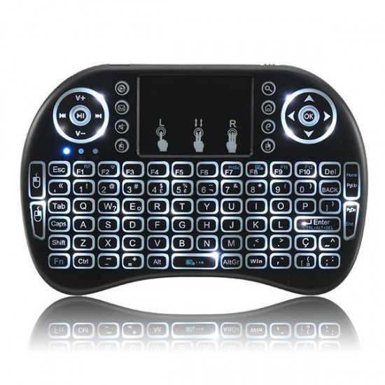 I8 2.4G Wireless White Backlit Portuguese Mini Keyboard Touchpad Air Mouse I8 2.4G Wireless White Backlit Portuguese Mini Keyboard Touchpad Air Mouse