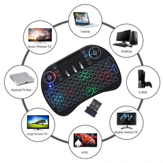 I8 Plus 2.4GHz Wireless 7 Colors Backlight Keyboard With Touchpad Mouse For TV Box/Smart TV/PC