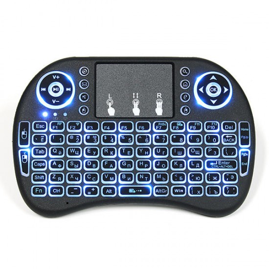 I8 Russian Wireless Three Color Backlit 2.4GHz Touchpad Keyboard Air Mouse