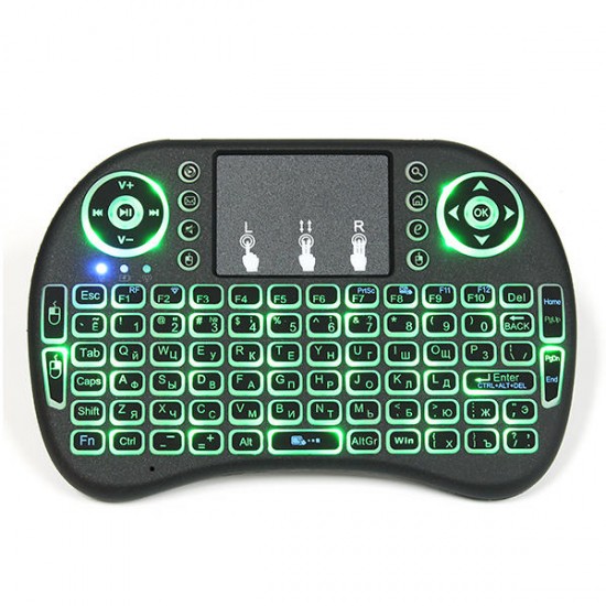 I8 Russian Wireless Three Color Backlit 2.4GHz Touchpad Keyboard Air Mouse