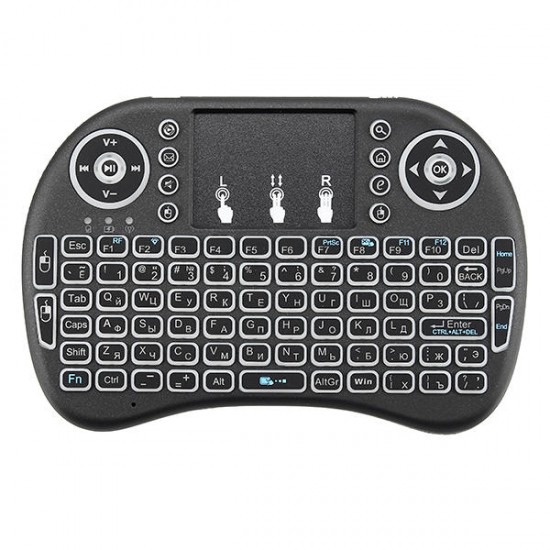 I8 Russian Wireless Three Color Backlit 2.4GHz Touchpad Keyboard Air Mouse